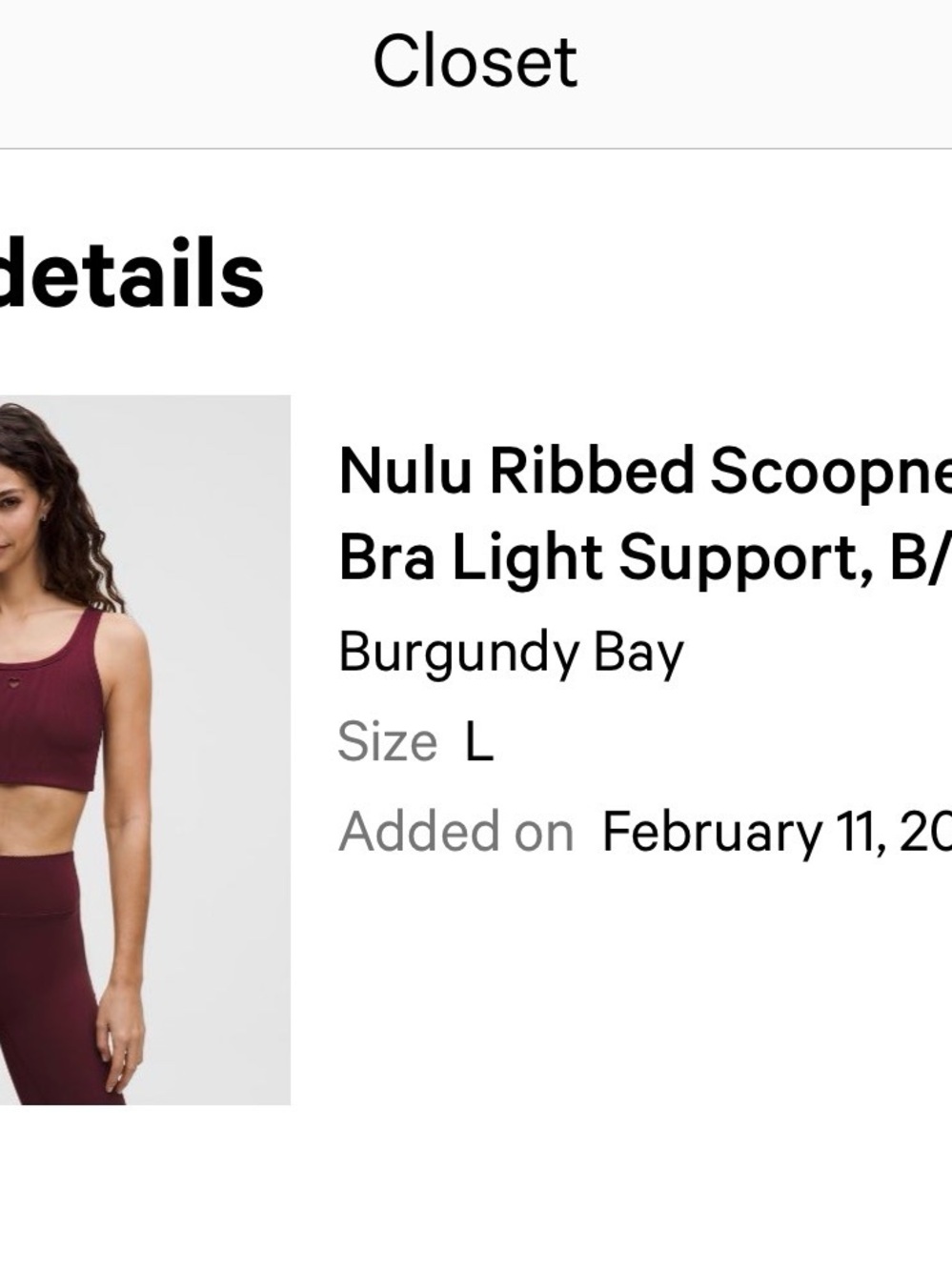 Lululemon Nulu Ribbed Scoopneck Bra